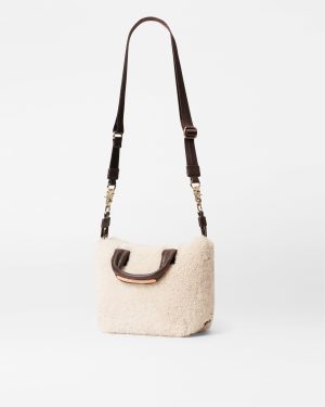 Shearling and Gold Metallic Leather Micro Sutton