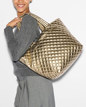Antique Gold Metallic Medium Metro Tote Deluxe
