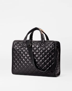 Quilted Black Leather Medium Metro Box Tote