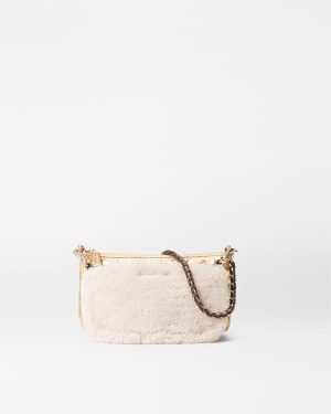 Shearling and Gold Metallic Leather Crosby Convertible Crossbody