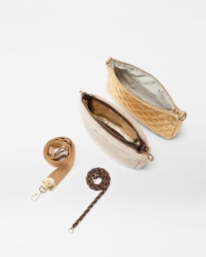 Shearling and Gold Metallic Leather Crosby Convertible Crossbody