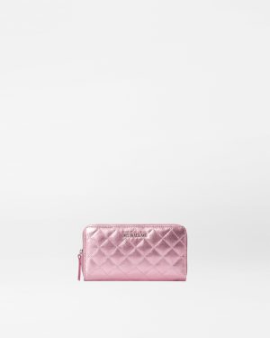 Rose Leather Long Zip Round Wallet