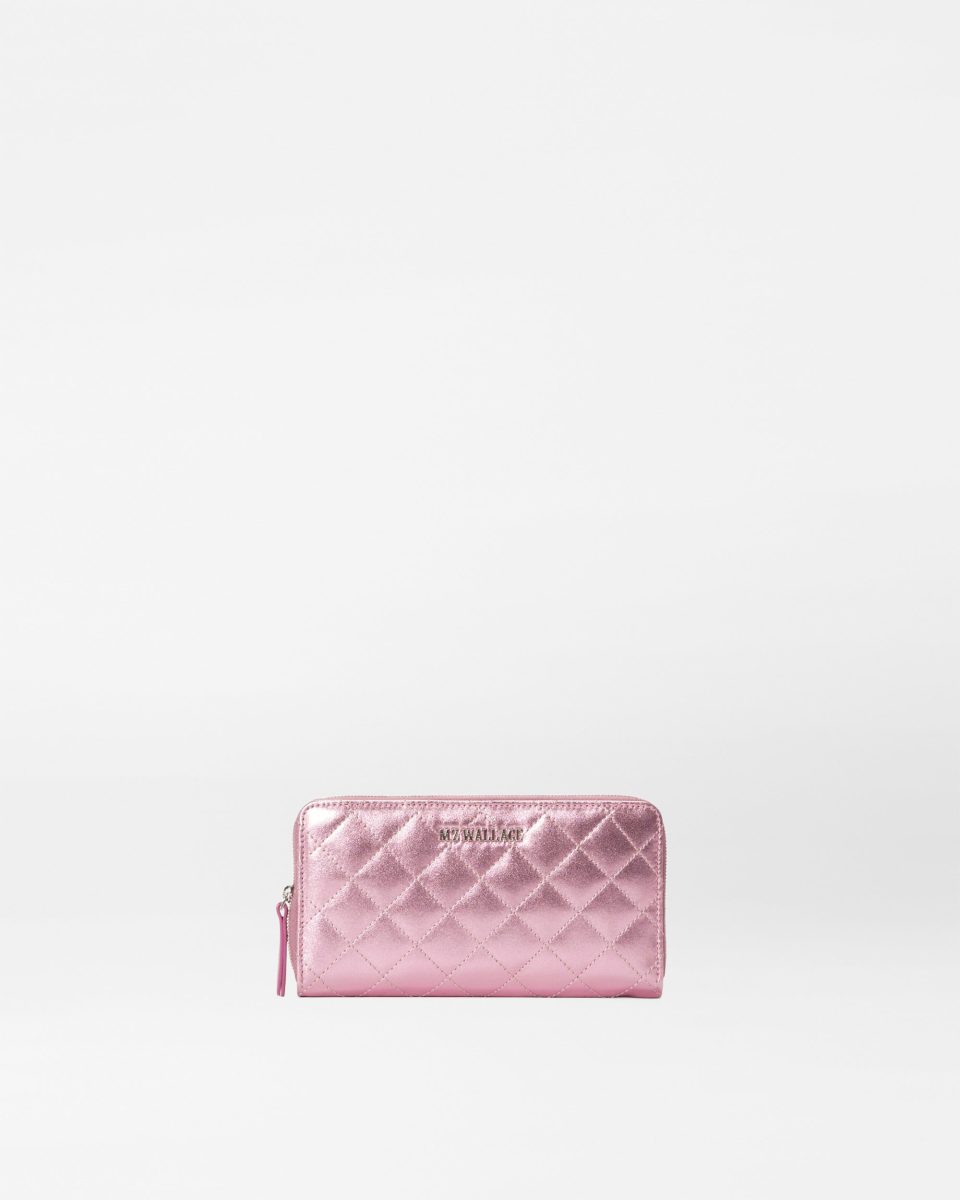 Rose Leather Long Zip Round Wallet