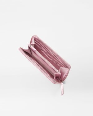 Rose Leather Long Zip Round Wallet
