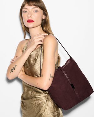 Wine Nubuck Small Astor Hobo