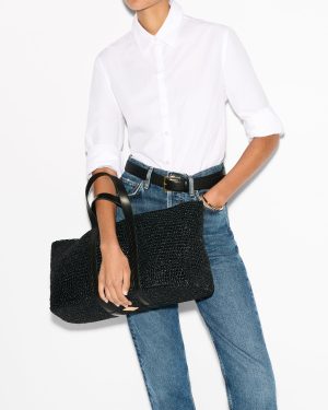 Dezso Black Crochet Finn Crochet Tote