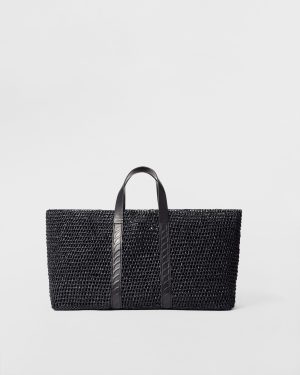 Dezso Black Crochet Finn Crochet Tote