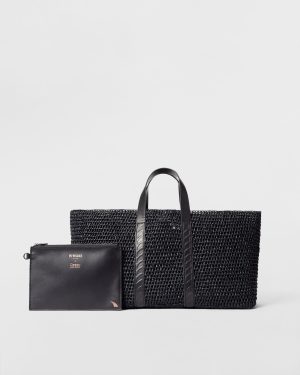 Dezso Black Crochet Finn Crochet Tote