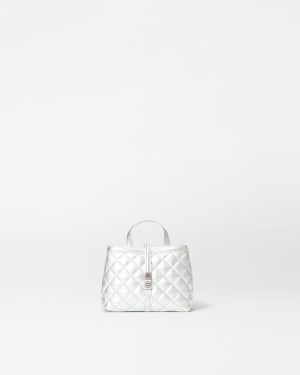 Silver Leather Mini Astor Top Handle