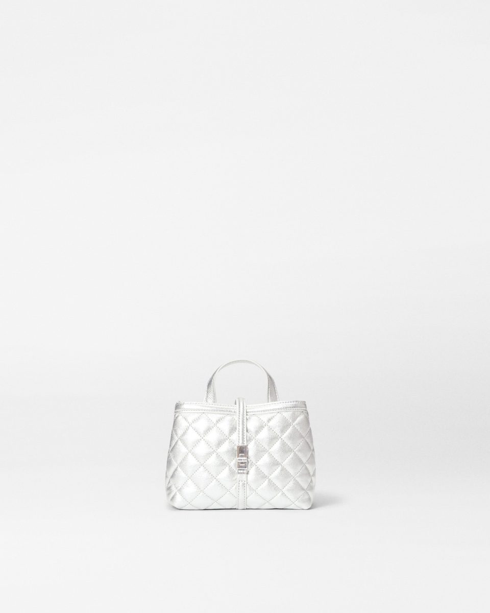 Silver Leather Mini Astor Top Handle