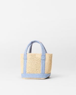 Crochet/Light Denim Mini Crochet Tote