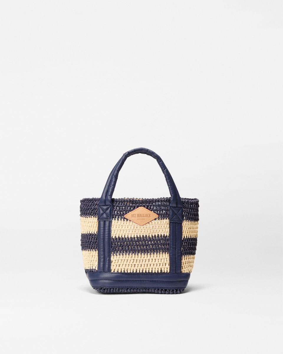 Dawn/Natural Stripe Crochet Mini Crochet Tote