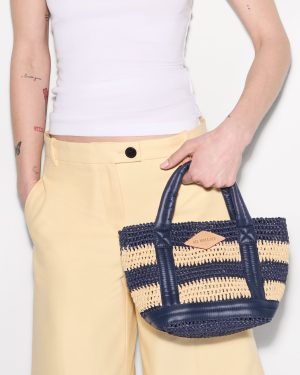 Dawn/Natural Stripe Crochet Mini Crochet Tote