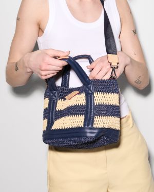 Dawn/Natural Stripe Crochet Mini Crochet Tote