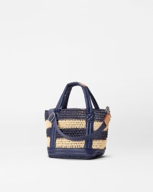 Dawn/Natural Stripe Crochet Mini Crochet Tote