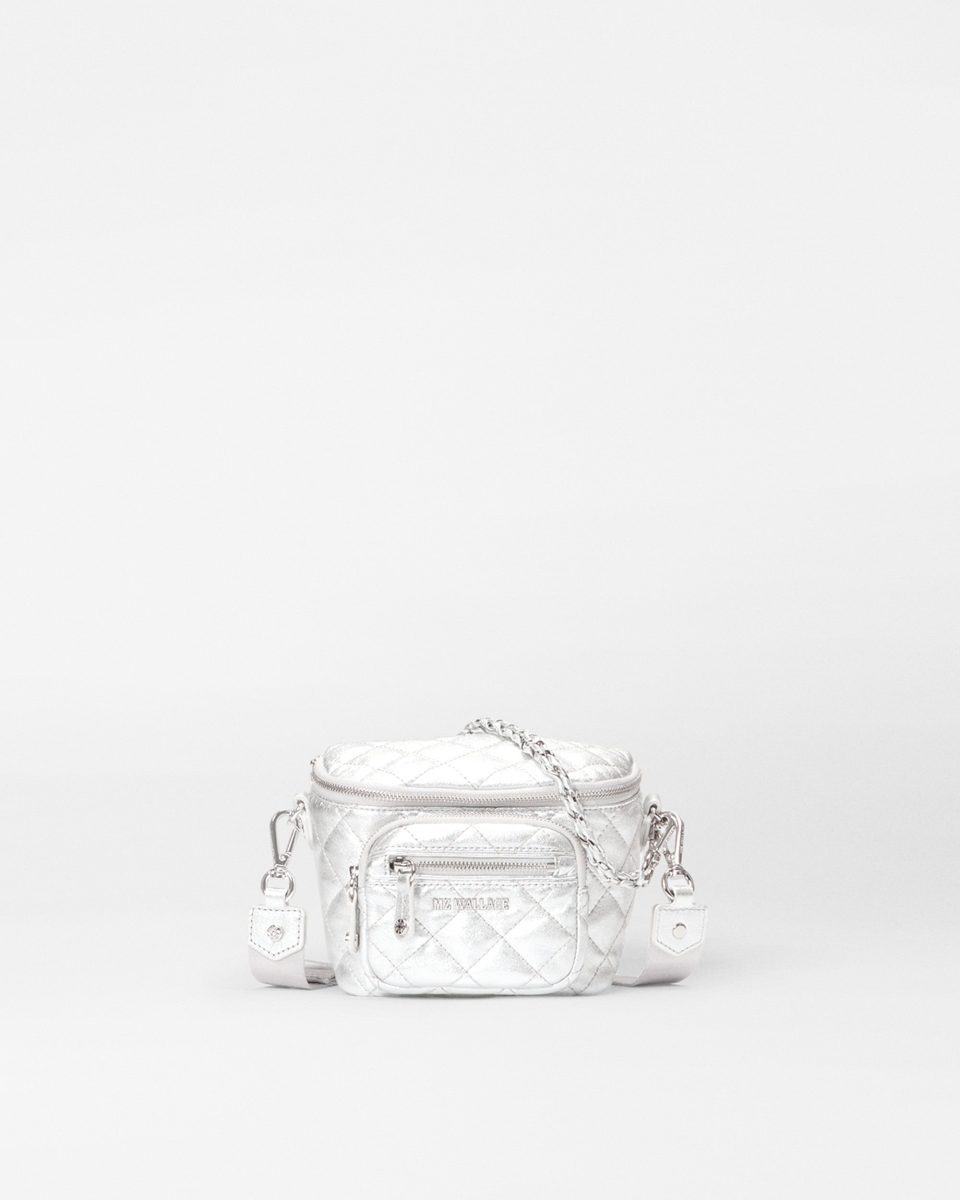 Silver Leather Micro Crosby Sling Bag