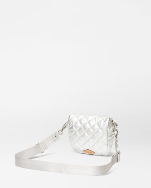 Silver Leather Micro Crosby Sling Bag