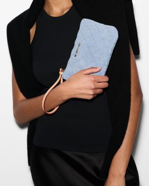 True Light Denim Flat Metro Wristlet