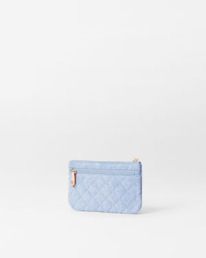 True Light Denim Flat Metro Wristlet
